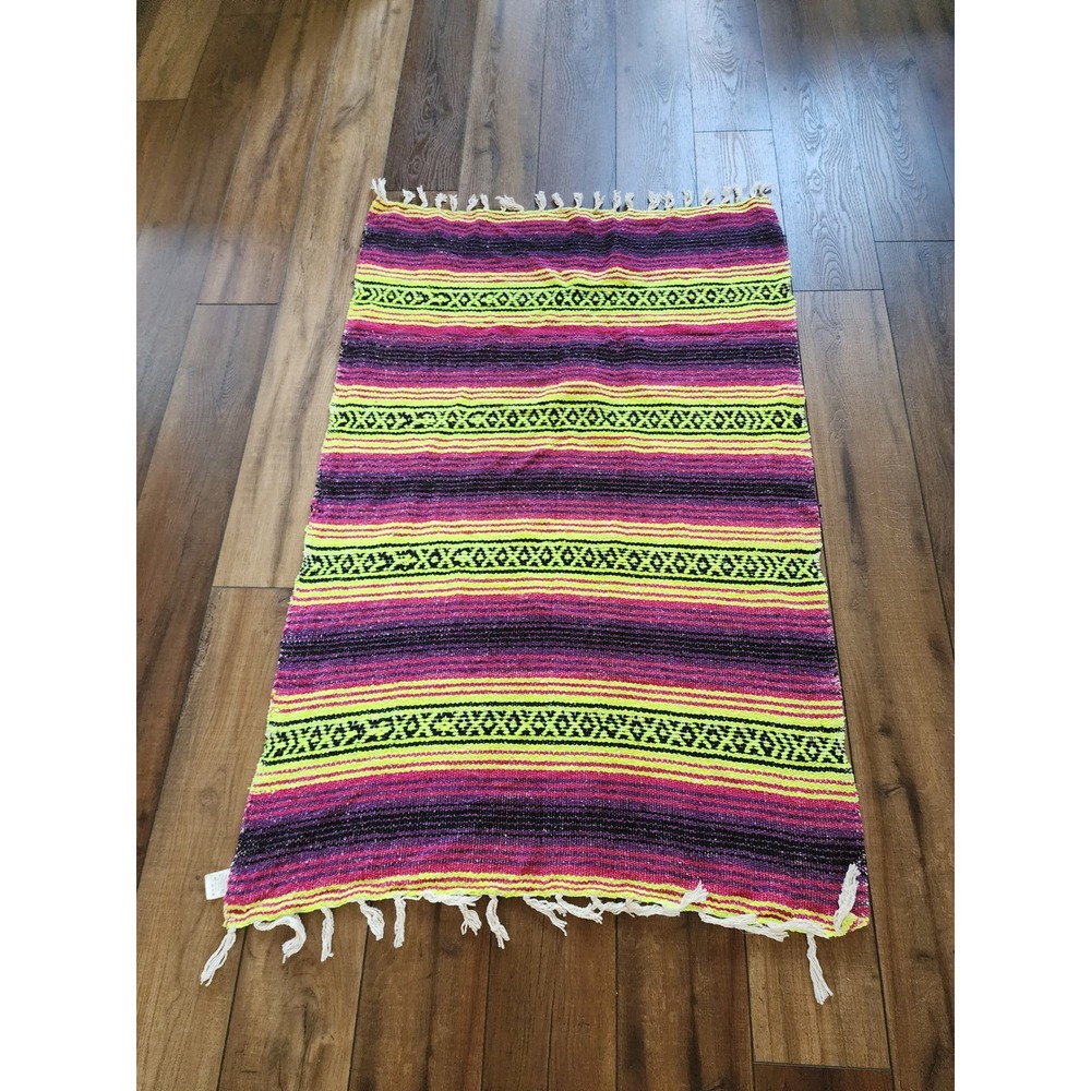 Frank's Textiles‎ Blanket Throw Colorful Striped Mexican Fiesta Serape 58" x 36"